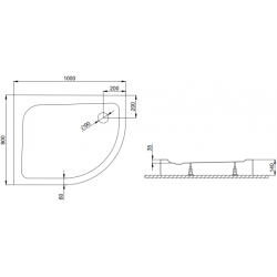 Półokrągły Brodzik Kompaktowy ORIS Lewy 100x80 z Syfonem - Styl i Funkcjonalność w Łazience