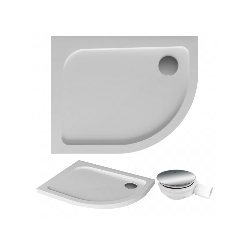 Elegancki brodzik asymetryczny ORIS 100x80 lewy z syfonem - nowoczesny styl łazienki