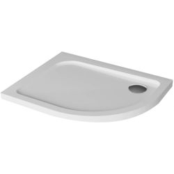 Polimat Brodzik asymetryczny półokrągły posadzkowy Oris 100x80 lewy z Syfonem