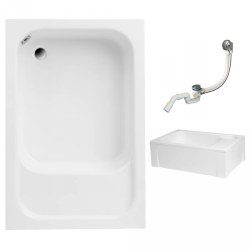 Brodzik Akrylowy Relax z Siedziskiem RONI 120x80, Syfon w Zestawie