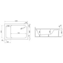 Brodzik Akrylowy Relax z Siedziskiem RONI 120x80, Syfon w Zestawie