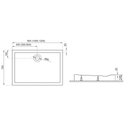 Polimat Brodzik prostokątny kompaktowy Lider 120x70 z Syfonem