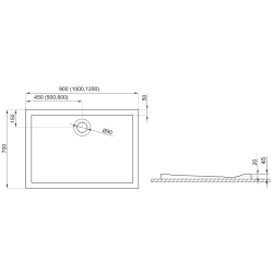 Polimat Brodzik prostokątny posadzkowy Lider 120x70 z Syfonem