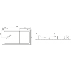 Polimat Brodzik prostokątny Mars 140x70 z Syfonem