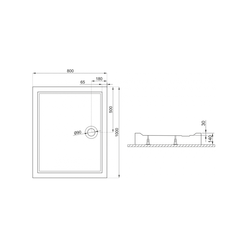 Elegancki Brodzik Akrylowy GOLIAT 100x80 z Syfonem Gratis - Minimalizm i Styl