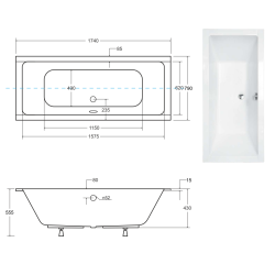 Elegancka Wanna Prostokątna Slim 175 z Nowoczesnym Stelażem