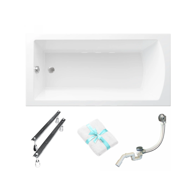 Relaksująca Wanna Akrylowa 150x75 POLIMAT TOLA z Syfonem i Nogi w Zestawie!