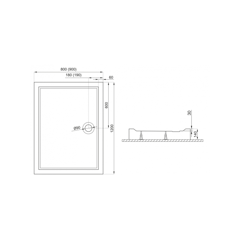 Elegancki Brodzik Akrylowy GOLIAT 120x80 z Gratisowym Syfonem