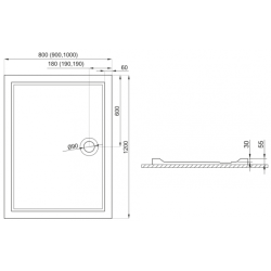Polimat Brodzik prostokątny posadzkowy Goliat 120x80 z Syfonem