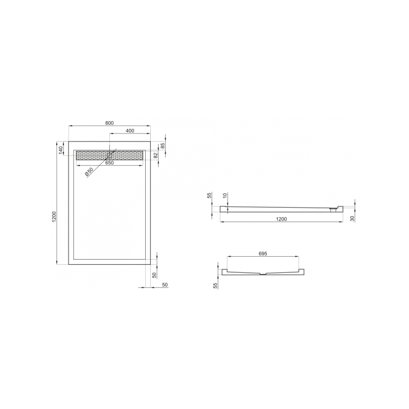 Polimat Brodzik prostokątny West 120x80 z Syfonem