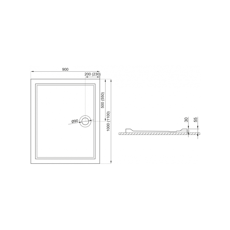 Brodzik podłogowy GOLIAT 100x90, elegancja i wygoda minimalizmu, syfon gratis!