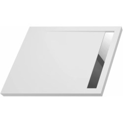 Polimat Brodzik West New 100x90 biały gładki Ruszt stal szczotkowana z Syfonem