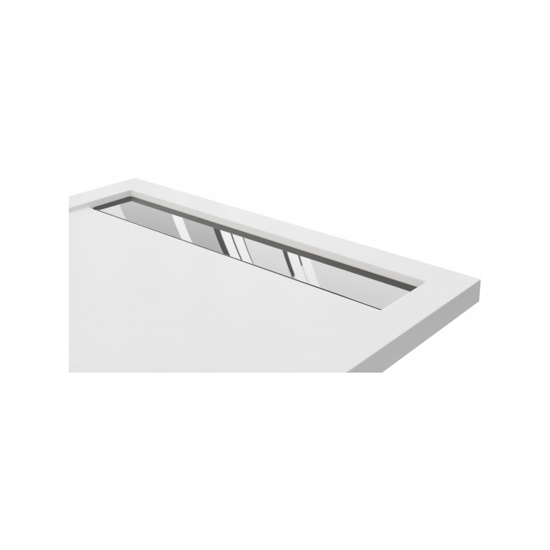 Polimat Brodzik West New 110x90 czarny gładki Ruszt stal chrom z Syfonem