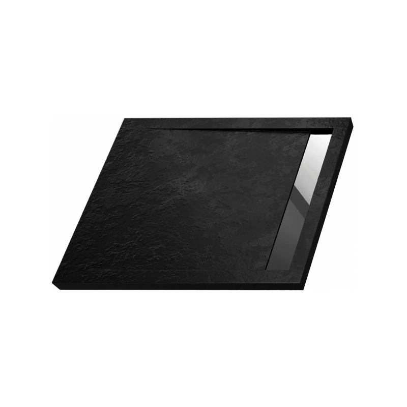 Ekskluzywny Brodzik WEST NEW 110x90 Czarny z Chromowanym Rusztem i Syfonem Gratis