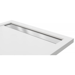 Polimat Brodzik West New 110x90 czarny gładki Ruszt stal szczotkowana z Syfonem