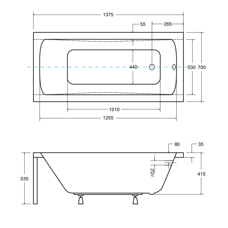 Luksusowa Wanna Prostokątna OPTIMA 140 - Elegancja w Twojej Łazience