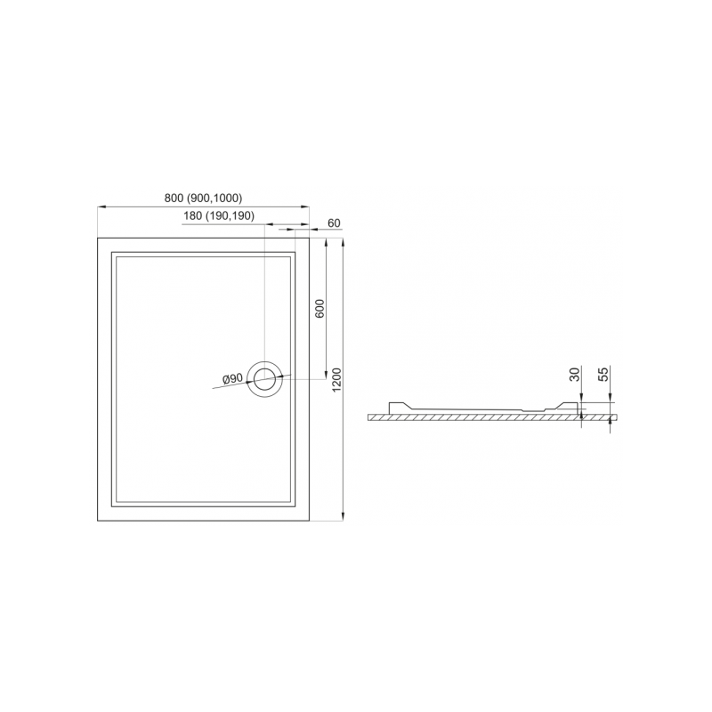 Luksusowy Brodzik Akrylowy GOLIAT 120x90 z Syfonem - Nowoczesny Design dla Twojej Łazienki