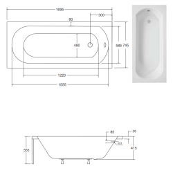 Besco Wanna Intrica 170x75 z syfonem i nóżkami