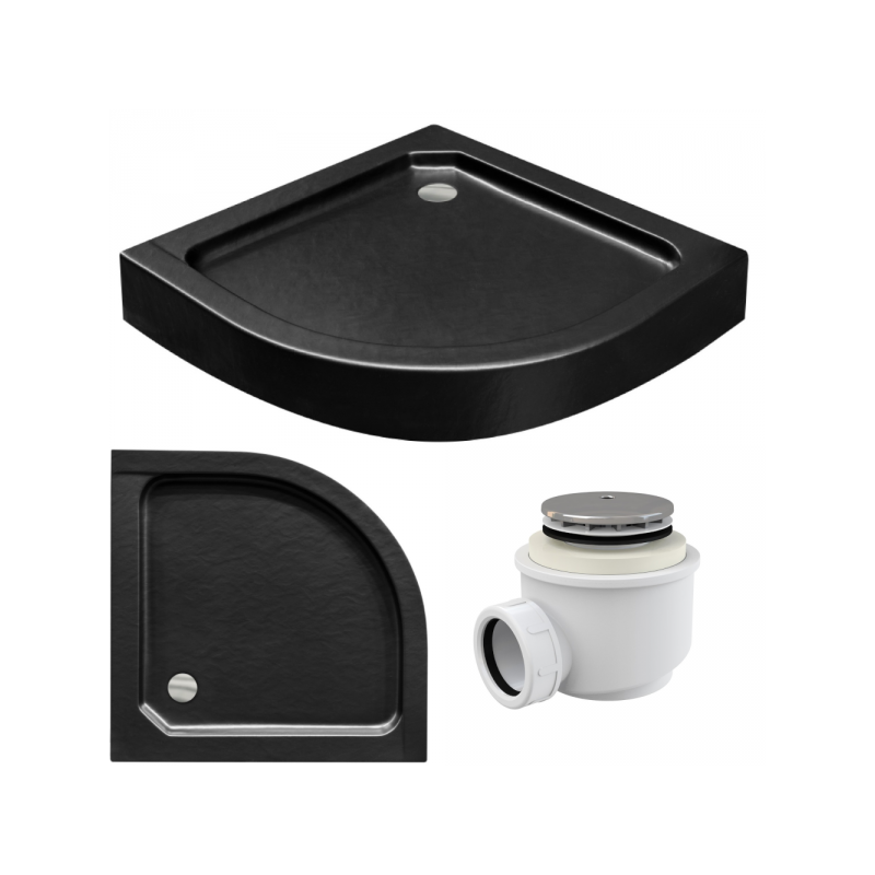 Luksusowy Brodzik Półokrągły Czarny Alex – Nowoczesny Design, Efekt Kamienia