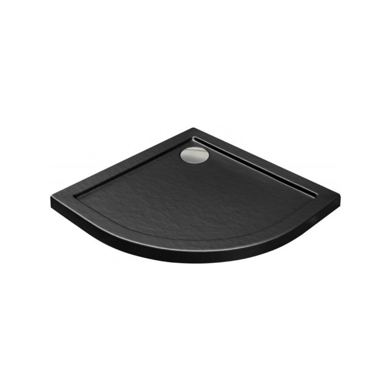 Luksusowy brodzik półokrągły Slimline czarny z efektem kamienia