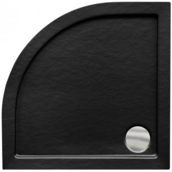 Besco Brodzik półokrągły Aron 90x90 czarny z syfonem