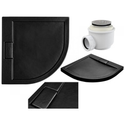 Elegancki Brodzik AXIM 90 - Czarny Ultraslim z Nowoczesnym Efektem Kamienia