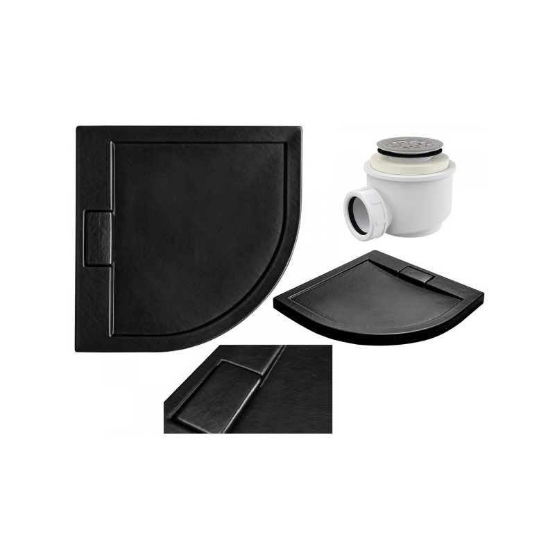 Elegancki Brodzik AXIM 90 - Czarny Ultraslim z Nowoczesnym Efektem Kamienia