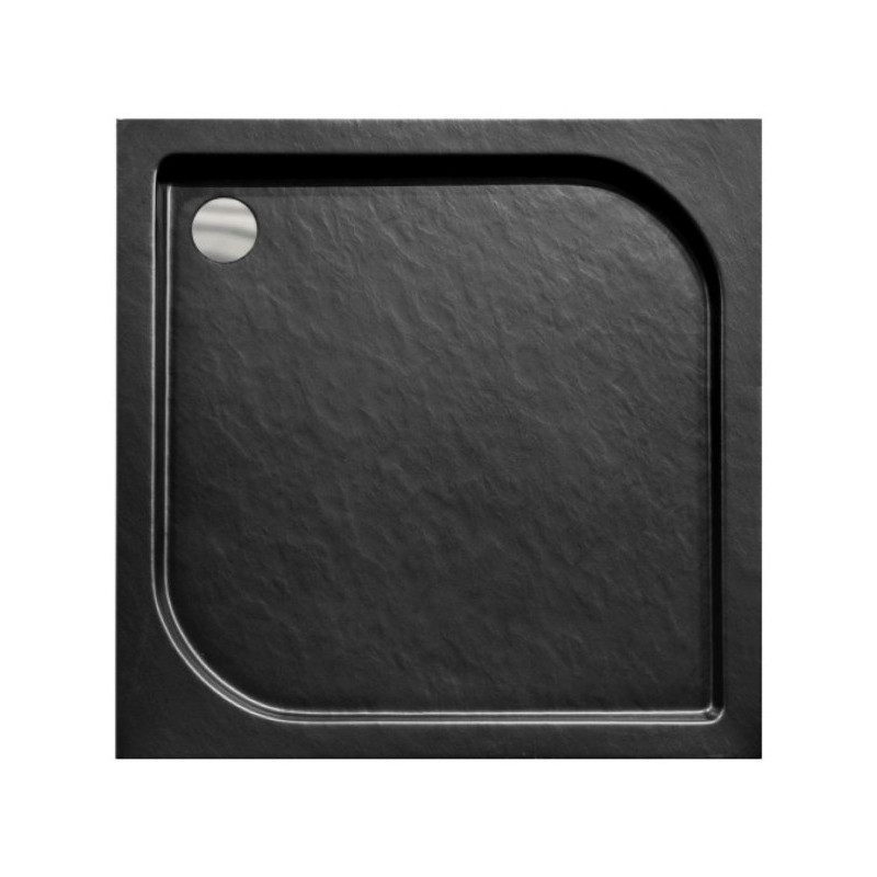 Kwadratowy Brodzik Prysznicowy New Stone Czarny 80 cm – Elegancja i Kompaktowy Design