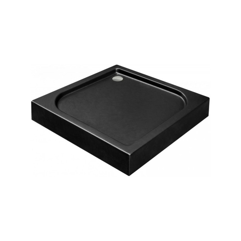 Kwadratowy Brodzik Prysznicowy New Stone Czarny 80 cm – Elegancja i Kompaktowy Design