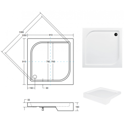 Kwadratowy Brodzik Prysznicowy New Stone Czarny 80 cm – Elegancja i Kompaktowy Design
