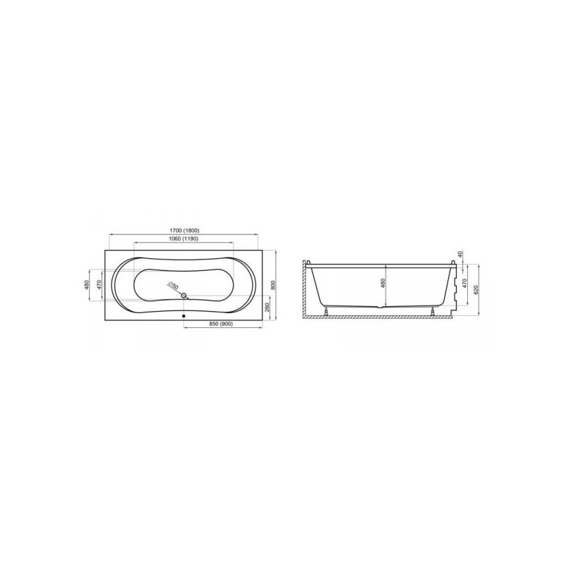 Elegancka Wanna Akrylowa 180x80 Polimat Long z Nowoczesnym Syfonem - Komfort i Styl