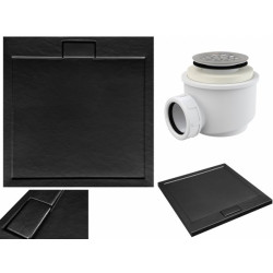 Brodzik AXIM Ultraslim Czarny 90x90 Akryl Sanitarny z Efektem Kamienia