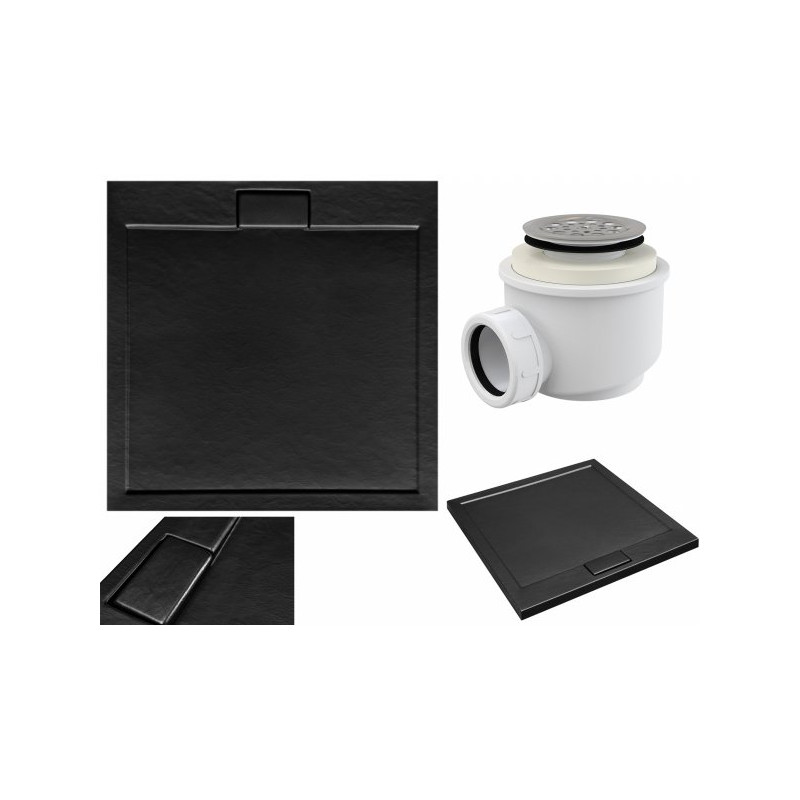 Brodzik AXIM Ultraslim Czarny 90x90 Akryl Sanitarny z Efektem Kamienia