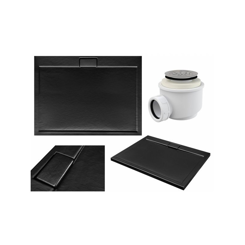 Odkryj Nowoczesność: AXIM ULTRASLIM - Brodzik Prostokątny Stone Effect Czarny 120 cm