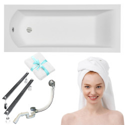 Komfortowa wanna prostokątna SHEA 160 z nowoczesnym stelażem typ W