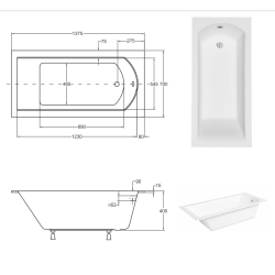 Elegancka Wanna Prostokątna Slim 140 - Kompletny Zestaw z Stelażem Slim W
