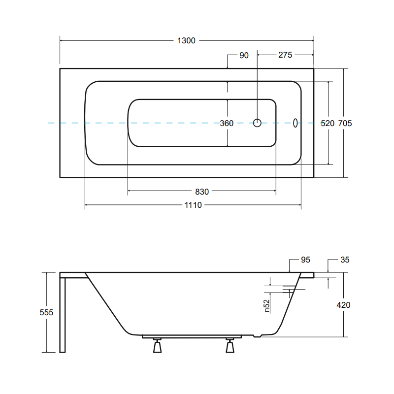 Idealna Wanna Prostokątna TALIA 130 ze Stelażem - Styl i Wytrzymałość w Twojej Łazience