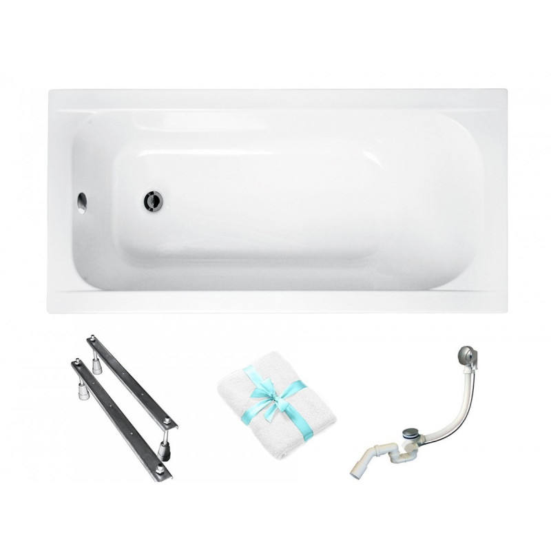 Besco CONTINEA 150x70 wanna akrylowa w zestawie z nogami i syfonem