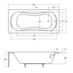 Besco Aria Wanna 130x70 z Stelażem i Syfonem