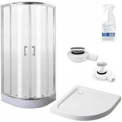 Kabina Prysznicowa Deante JASMIN 90x90cm Chrom z Brodzikiem + Preparat Czyszczący i Syfon