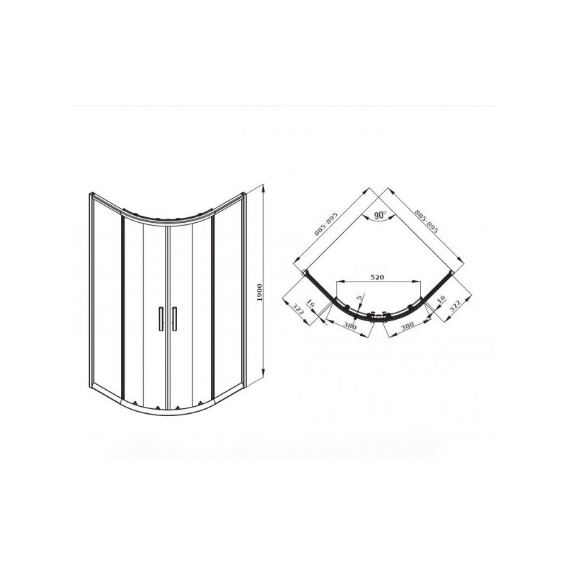 Kabina Prysznicowa Deante JASMIN 90x90cm Chrom z Brodzikiem + Preparat Czyszczący i Syfon