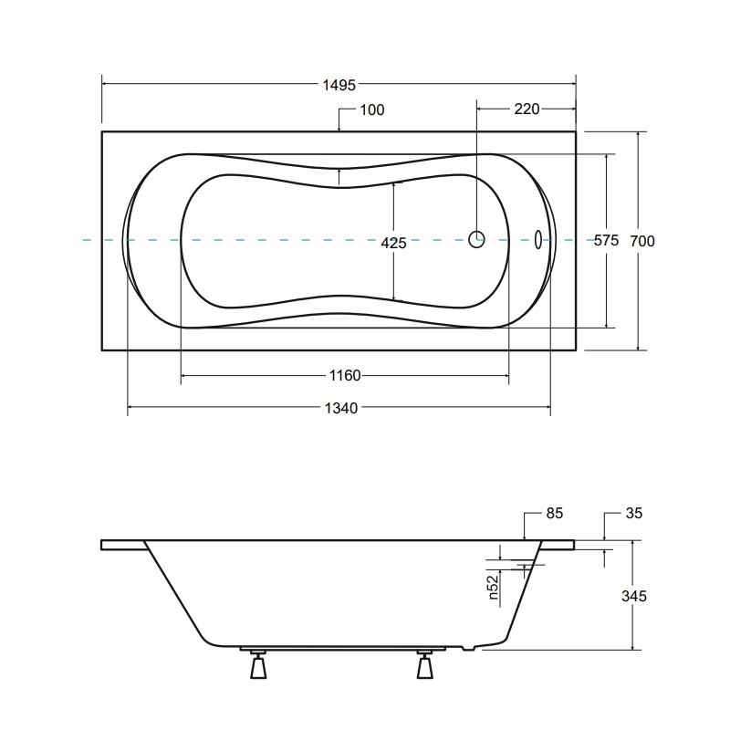 Zrelaksuj się w Wannie ARIA PROSAFE 150 – Nowoczesny Design dla Twojej Łazienki!