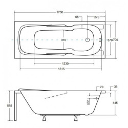 Besco Majka wanna 170x70 akrylowa z nóżkami i syfonem w zestawie