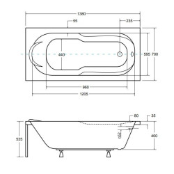 Luksusowa Wanna BONA 140 z Wygodnym Stelażem w Zestawie