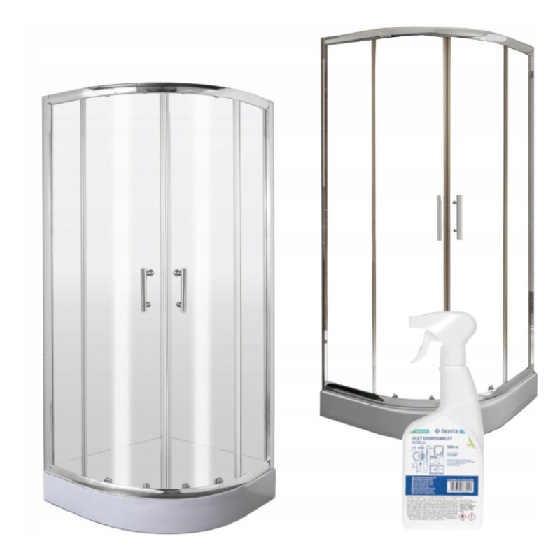 Kabina Prysznicowa Deante JASMIN Chrom 90x90 cm z Powłoką Active Cover + Środek Czyszczący