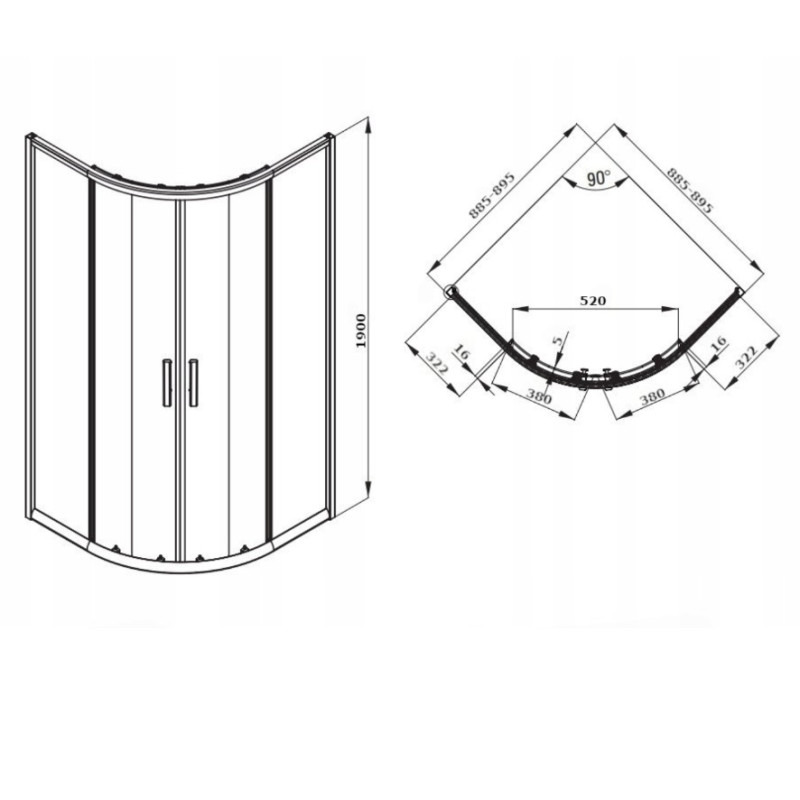 Kabina Prysznicowa Deante JASMIN Chrom 90x90 cm z Powłoką Active Cover + Środek Czyszczący