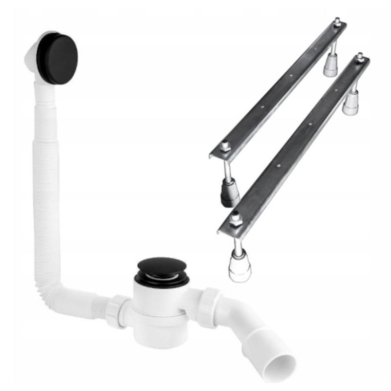 Elegancka Wanna Polimat 180x80 Gracja z Czarnym Syfonem – Nowoczesne Wzornictwo