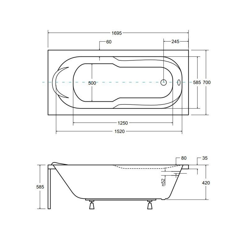 Wanna BONA 170 - Stylowa prostokątna relaksacja ze stelażem typ W w zestawie