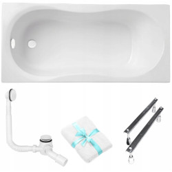 Elegancka Wanna Prostokątna GRACJA 180x80 z Syfonem i Nóżkami