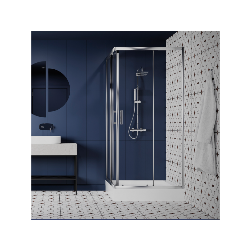 Luksusowa Kabina Prysznicowa 90x90 Bresso Chrom z Brodzikiem - Nowoczesny Design i Komfort